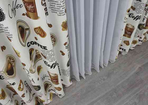 Шторна тканина, з різнокольоровим принтом "Coffee-House" колір різнокольоровий 1497ш Київ