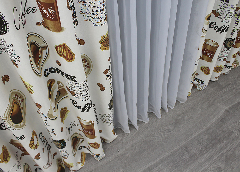 Шторна тканина, з різнокольоровим принтом "Coffee-House" колір різнокольоровий 1497ш Київ - фото 5