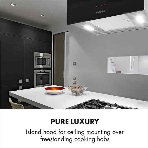 Люстра L островная вытяжка 60см отработанный воздух: 590м³/ч светодиодное сенсорное стекло черный черный Ровно