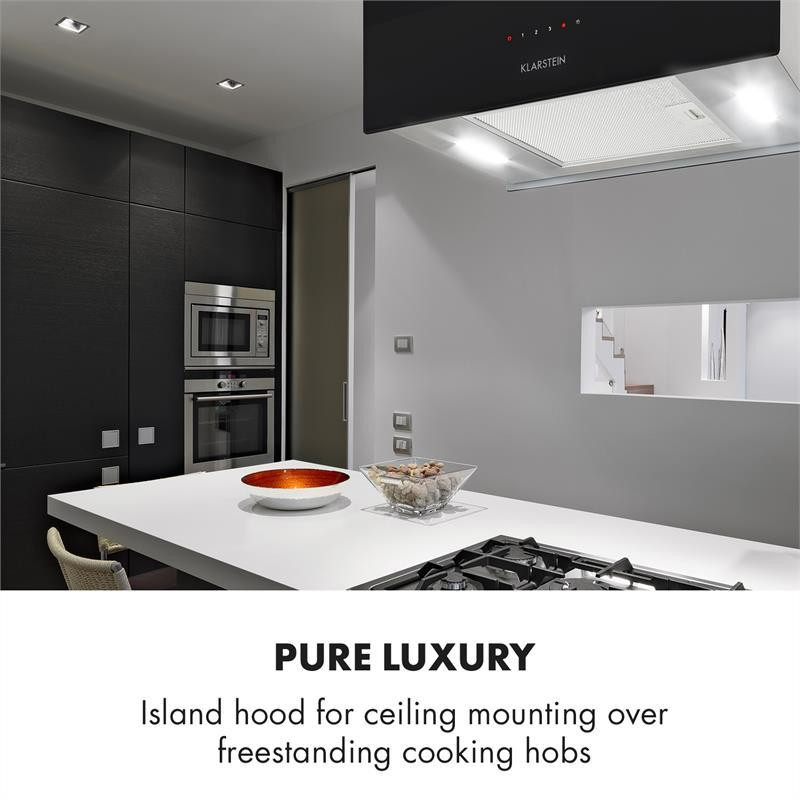 Люстра L острівна витяжка 60 см відпрацьоване повітря: 590 м3/год світлодіодне сенсорне скло чорний Рівне - фото 2