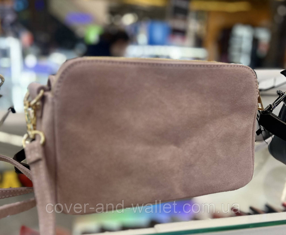 Красивая пудровая сумка кросс-боди из натуральной замши Virginia Conti Киев - изображение 5