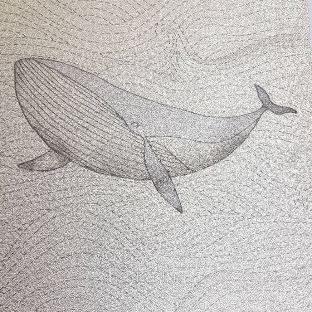 Шпалери флізелінові BN Doodleedo 0,53 х 10 м дитячі море океан риби сірі кити на білому Київ - фото 1