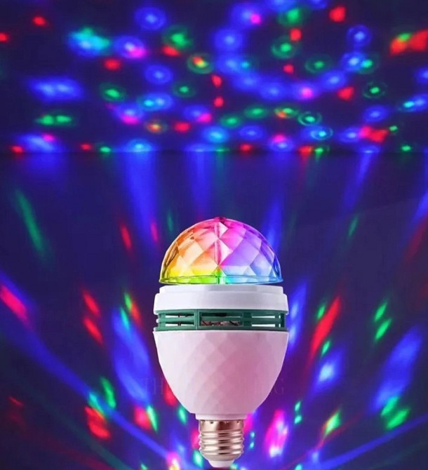 Нічник зоряне небо у вигляді обертової лампочки (синій, червоний і зелений) від розетки і цоколя. Київ - фото 4