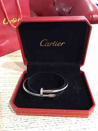Cartier браслет цвях покриття білим золотом / Картьє браслет цвях із цирконієм на капелюшці Одеса