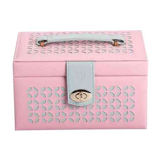 Скринька для прикрас з еко шкіри 3 яруси з дзеркалом органайзер для ювелірних виробів HP-5-17P Коломия