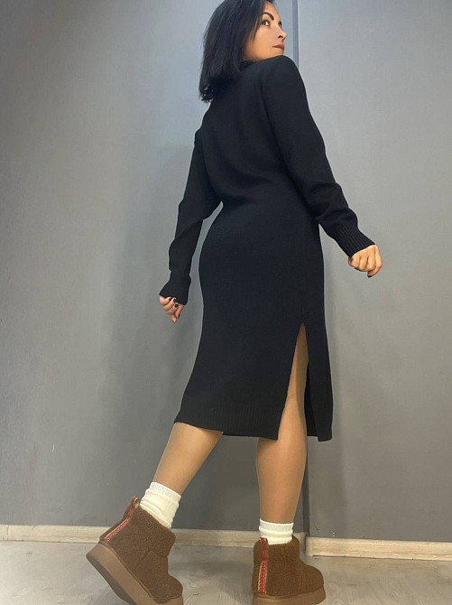 Сукня жіноча Accorddream 2858 светр довга оверсайз комір стійка розріз one size, коричневий, one size Київ - фото 7