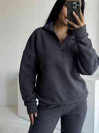 Женский теплый костюм двойка: кофта и штаны из турецкого флиса Графит, 50/52 Одесса