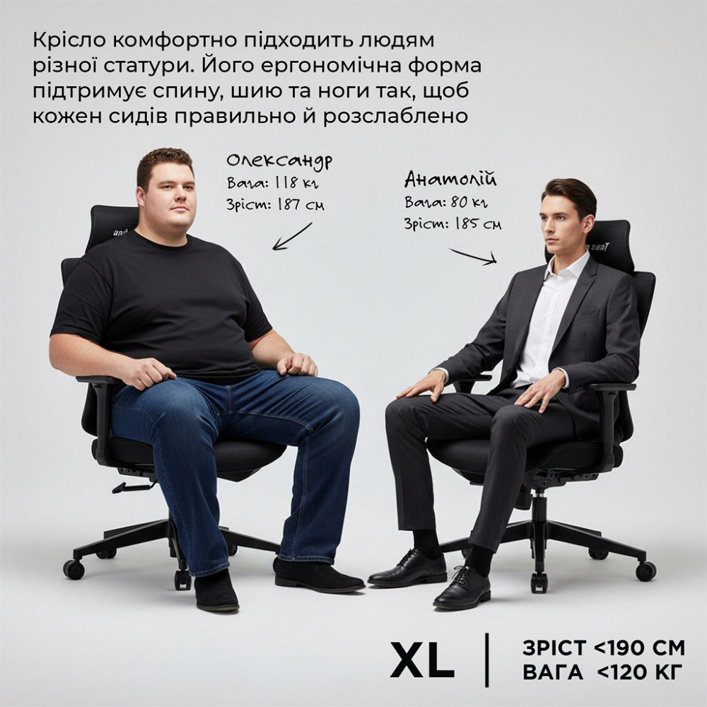 Крісло для геймерів Anda Seat X-Air Mega Size XL Mesh Gray (AD-WY-01-GGF) ( Сірий ) Харків - фото 8