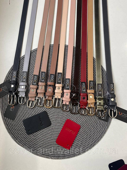 Бірюзовий шкіряний жіночий ремінь середнього розміру 25 мм PS Leather Київ - фото 8