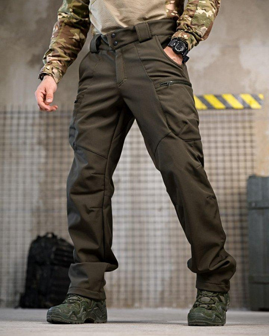 Тактические штаны софтшел DRAFT  высокая талия олива ВТ7616 Одесса - изображение 1