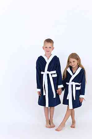 Халат дитячий Ideal Textile махровий з капюшоном Темно-синій (56860474) Чернівці