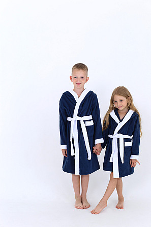 Халат дитячий Ideal Textile махровий з капюшоном Темно-синій (56860474) Чернівці - фото 2