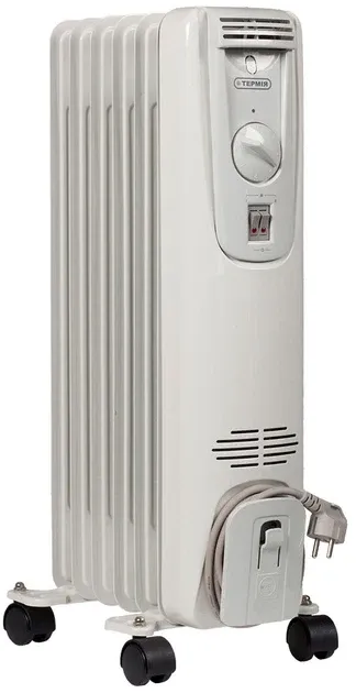 Масляний обігрівач Термія H0612 6 секцій 1.2 кВт електрорадіатор з термостатом з захистом від перекидання підлоговий на колесах Тернопіль - фото 1