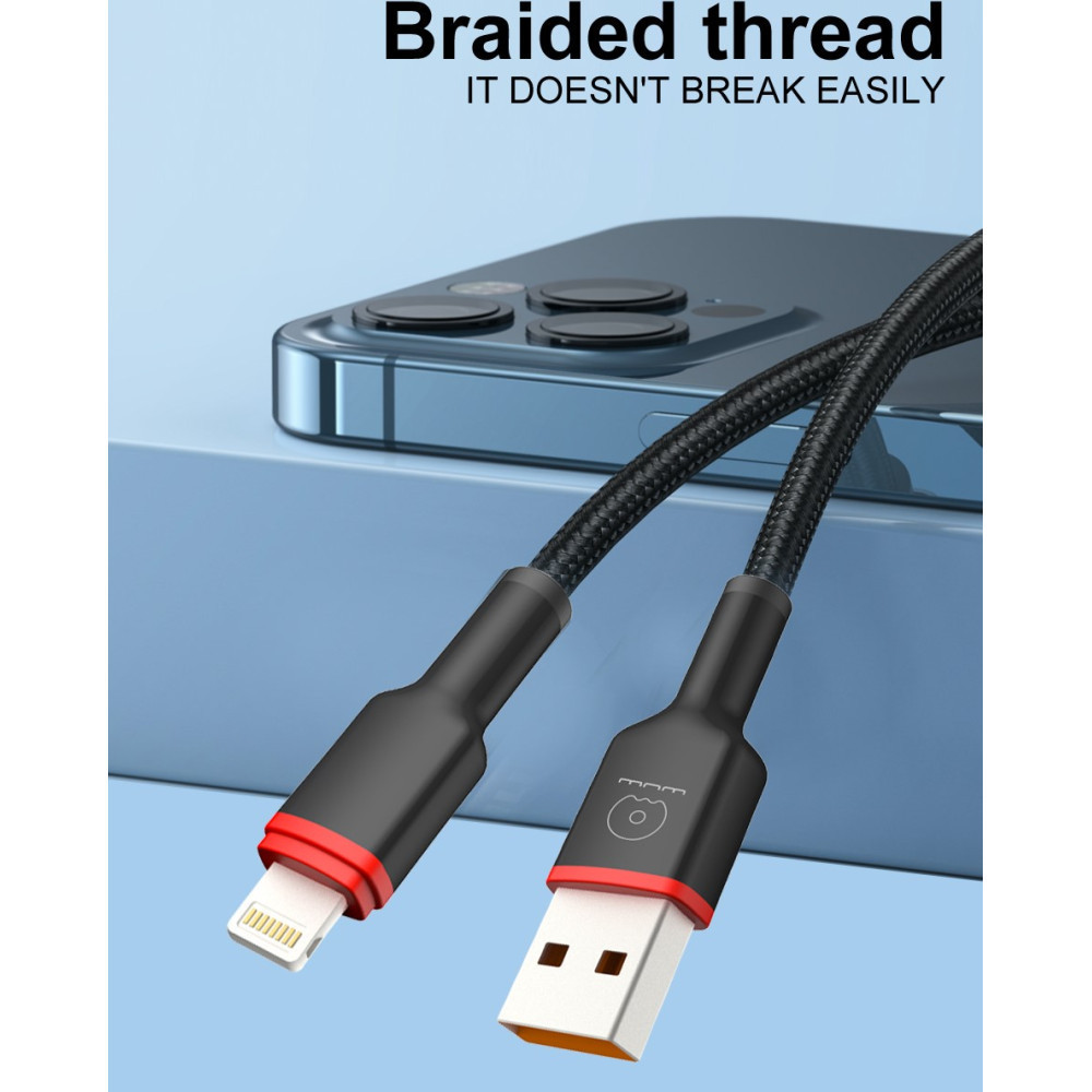 Кабель WUW-X203 USB Lightning 2,4А black Київ - фото 4