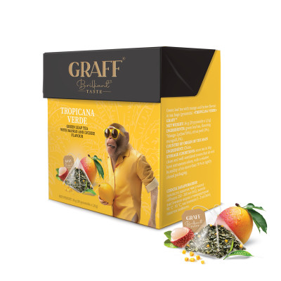 Чай Graff Tropicana Verde Зеленый 20 пирамидок по 1.8 г (4820279611112) Винница - изображение 1