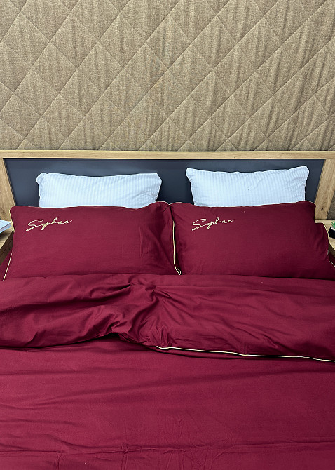 Комплект постільної білизни Сатин, Євро 200х230 Бордовий (88-160) Київ - фото 5