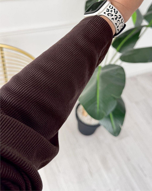 Женский базовый прогулочный костюм тройка: кардиган футболка и штаны трикотажный рубчик Шоколад, 42/44 Одесса - изображение 10