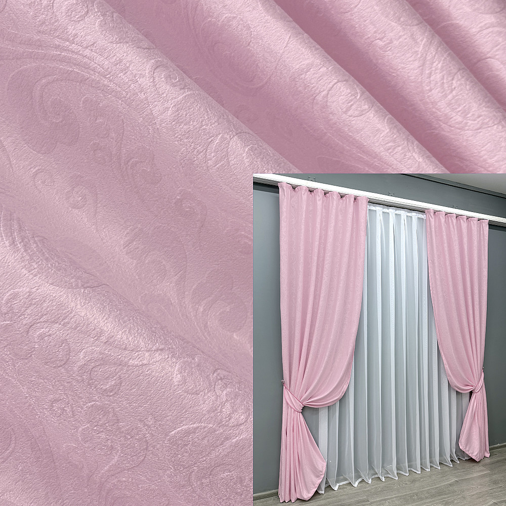 Комплект готовых штор VR-Textil Софт № 1740ш Розовый 100х280 см 2шт (31-822) Киев - изображение 1