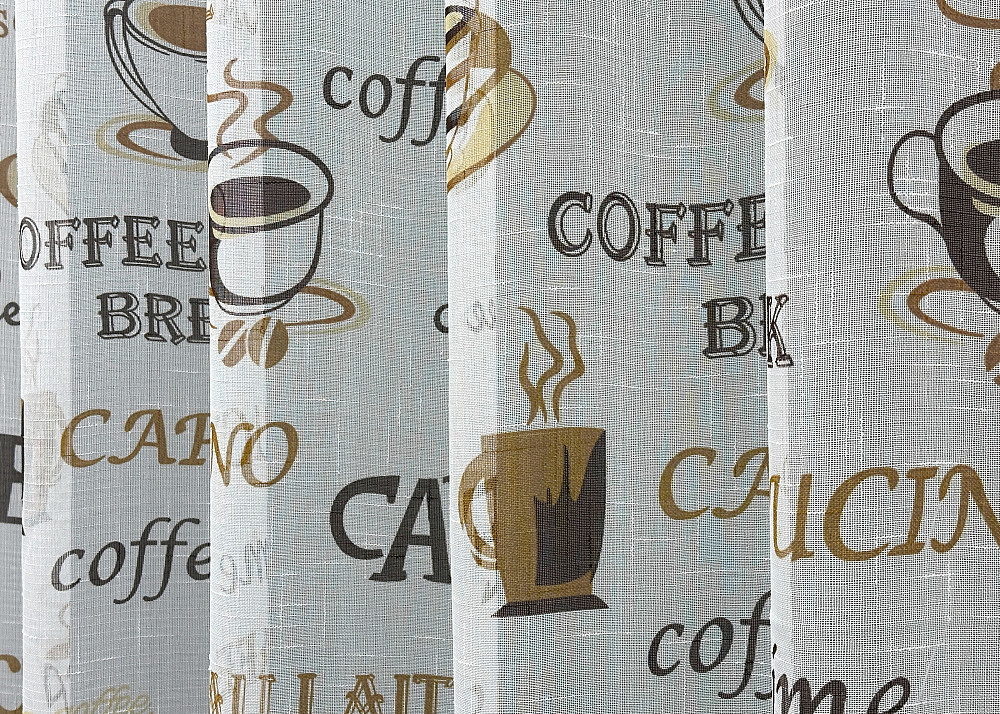 Тюль VR-Textil 1858т Лен Белый с коричневым 300х270 см (42-0810) Киев - изображение 6