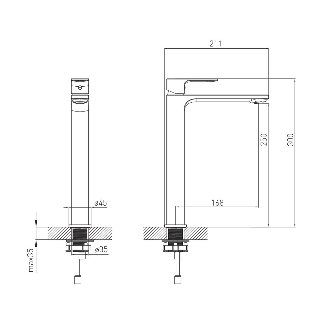 Змішувач для раковини високий Volle LEON de la noche чорний/матовий 1511.010204 Київ - фото 2