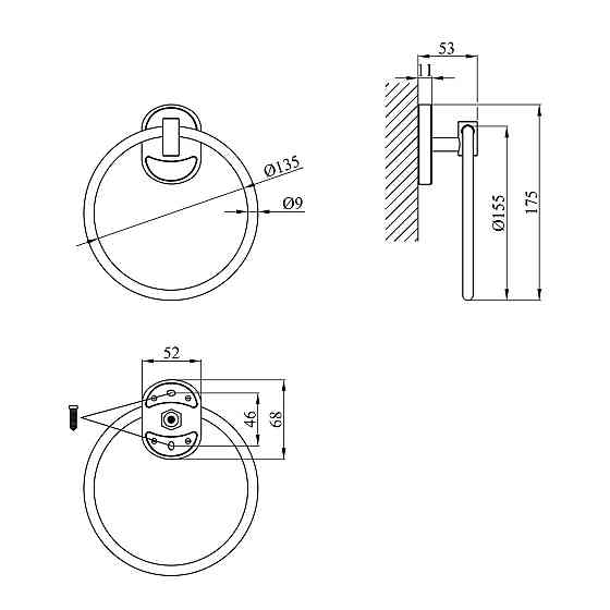 Тримач для рушників кільце Kroner KRM Elbe - ACC2904 Київ