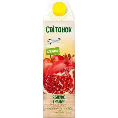 Сік Світанок Яблучно-гранатовий нектар освітлений пастеризований 950 мл (4820209563962) Вінниця