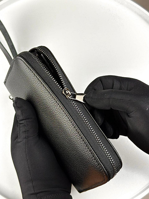 Шкіряний клатч-гаманець із натуральної зернистої шкіри SV001 (Чорний) Суми - фото 5