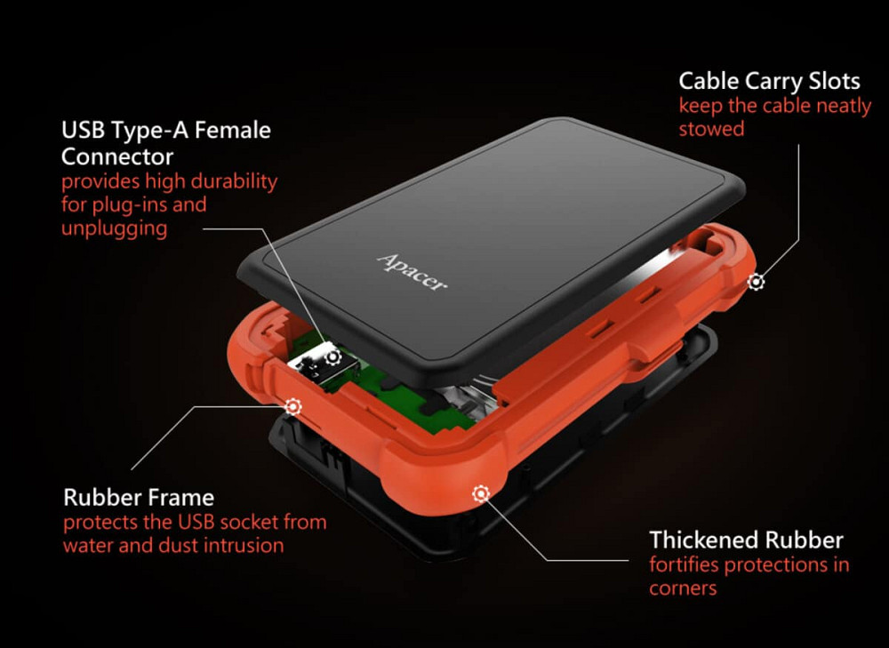 Жорсткий диск PHD External 2.5'' Apacer USB 3.1 AC630 2TB Orange (color box) Київ - фото 3