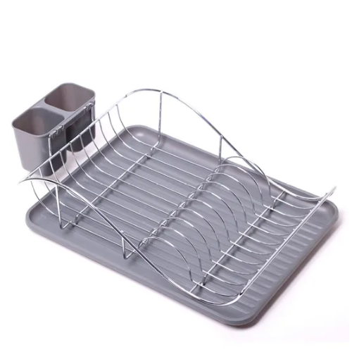 Сушарка для посуду 49*32*13см з піддоном хромована сталь чорний 0761B KAMILLE Житомир - изображение 1