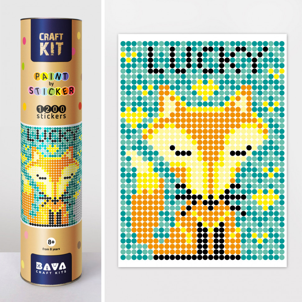 Картина по номерам стикерами в тубусе 