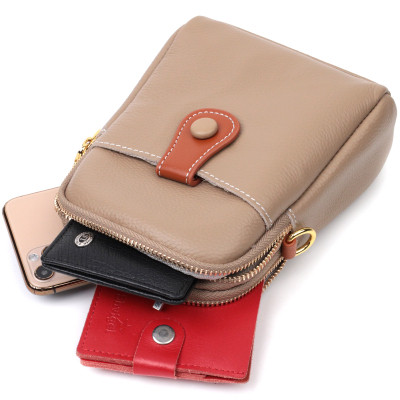 Сумка Vintage Трапеція жіноча з натуральної шкіри Бежева (22271) Вінниця - фото 2