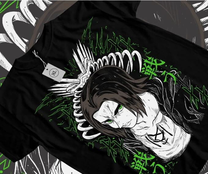 Футболка аниме Атака титанов оверсайз (S/M/L) Черний AnimeJ1069 Днепр - изображение 1