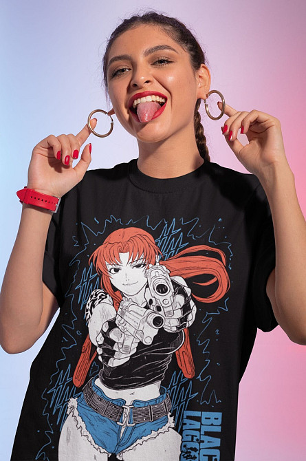 Футболка для мальчика аниме Блакк Лагоон Ревй Манга оверсайз (рост от 165 до 180 ) Черний AnimeJ0911m Днепр - изображение 2