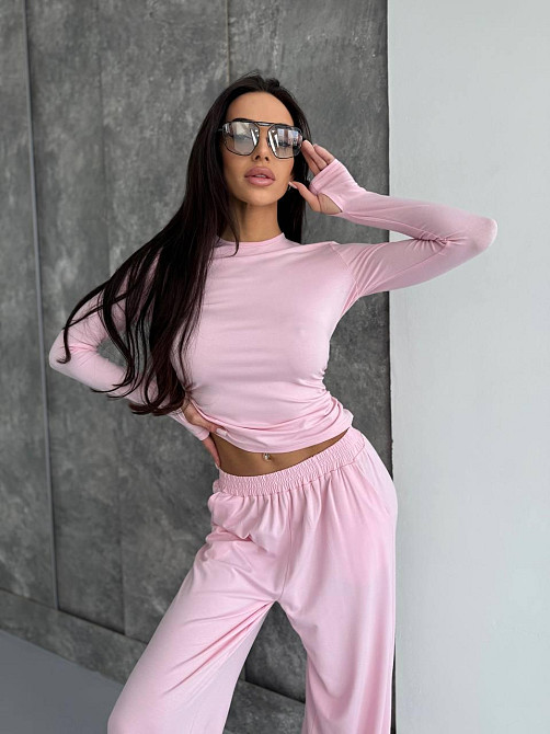 Жіночий стильний базовий костюм із м’якої еластичної тканини турецька віскоза Одеса - фото 3