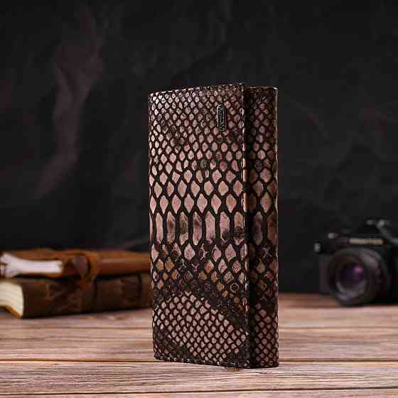 Ультрастильный женский кошелек из фактурной натуральной кожи с тиснением под змею CANPELLINI 21713 Киев