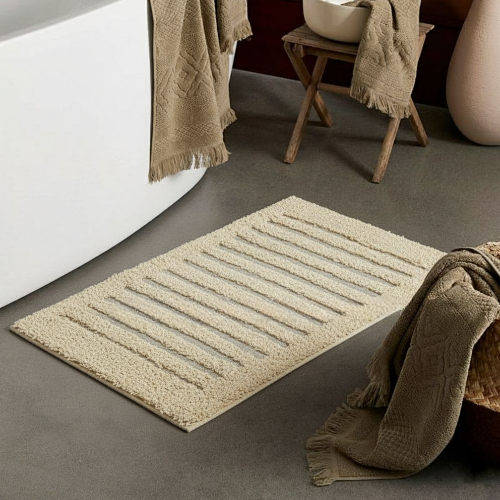 Килимок для підлоги туалетних та ванних кімнат СОФТА 45x75 TM Dariana бежевий з лініями Житомир