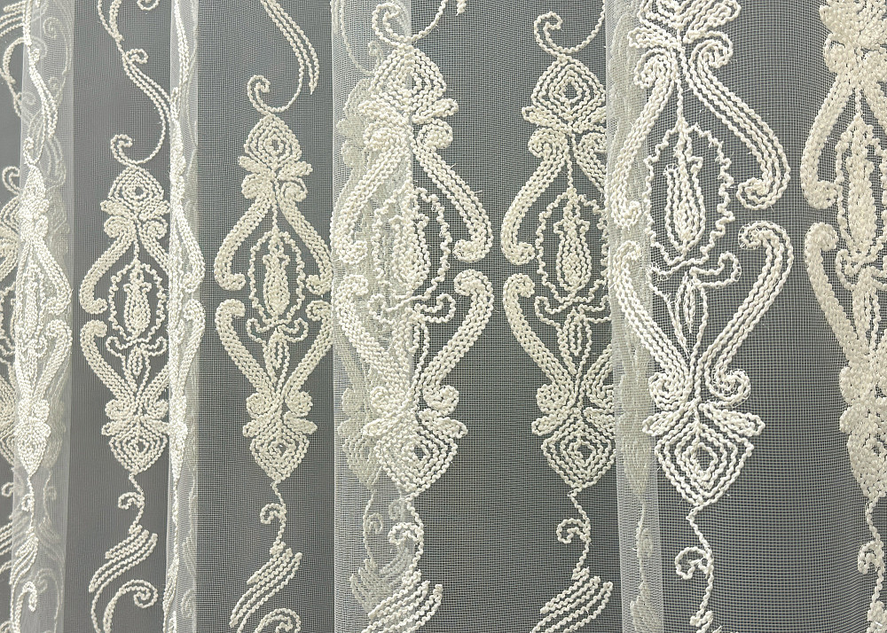 Тюль VR-Textil 1853т Фатин с вышивкой Корд Молочный 300х270 см (40-207) Киев - изображение 5