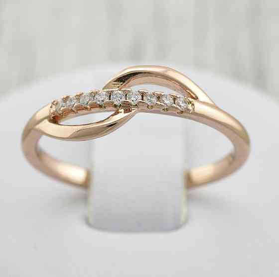 Кольцо с белым фианитом позолота РО 19размер Киев