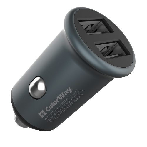 Автомобільний зарядний пристрій ColorWay CW-CHA036Q-GR 2USB 3,0A 36W QC сірий Житомир - изображение 1