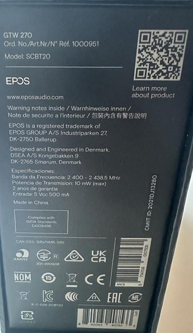 Наушники TWS Sennheiser EPOS GTW 270 ( 1000951 ) Киев - изображение 1