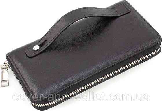Черный мужской кожаный кошелек-клатч на молнии Marco Coverna MC-802-1 Киев