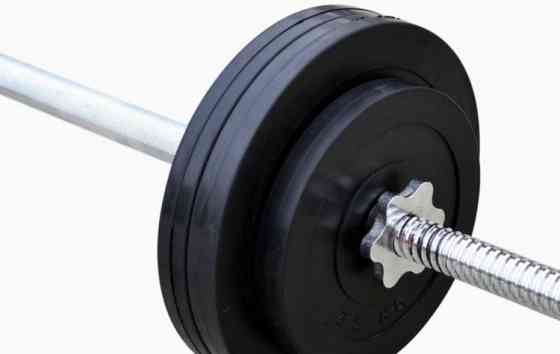 Штанга обгумована 52 кг з прямим грифом Гантелі, гирі, штанги та диски металеві розбірні Київ