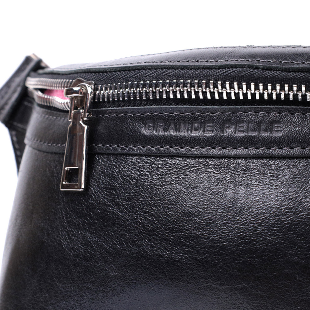 Шкіряна бананка унісекс Чорний (GRANDE PELLE) Київ - фото 10