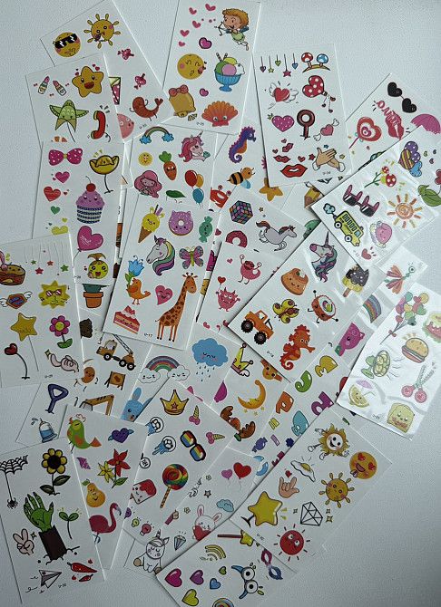Набор детских тату-стикеров — 30 листов (6×10 см) божьи коровки, монстрики, фрукты, фламинго, едино Киев - изображение 3