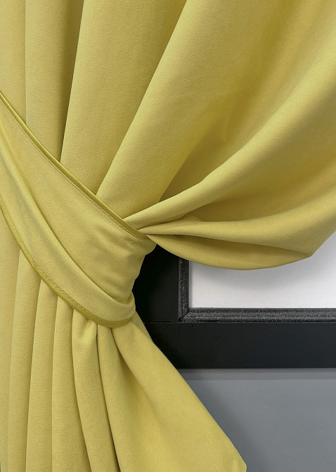 Комплект коротких штор VR-Textil Нубук однотонний № 1520ш Світло-золотистий 130х170 см 2 шт (35-0416) Київ - фото 4