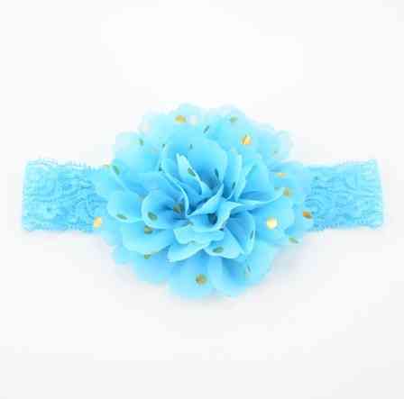 Дитяча блакитна пов'язка на голову - окружність голови приблизно 40-52см, діаметр квітки 10см Київ
