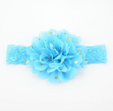Детская голубая повязка на голову - окружность головы приблизительно 40-52см, диаметр цветка 10см Киев - изображение 1