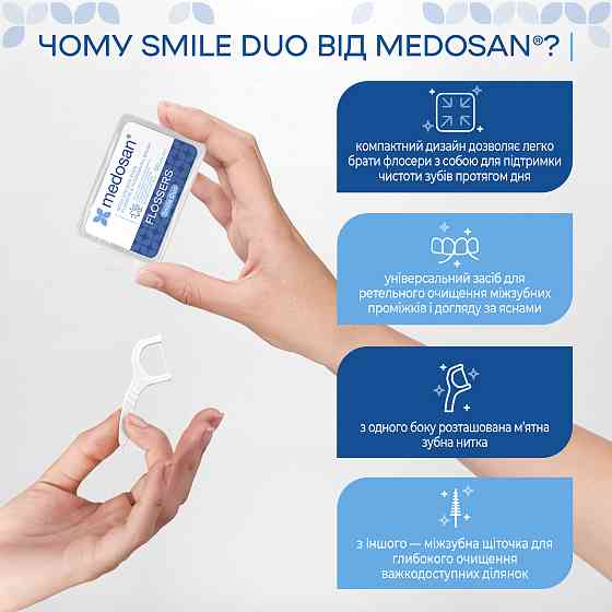Флоссеры для зубов Smile Duo Flossers&Interdental brush Medosan 50 шт Киев