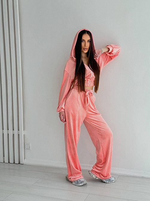 Женский стильный костюм двойка: кофта и штаны из плюш велюра Персик, 44/46 Одесса - изображение 7
