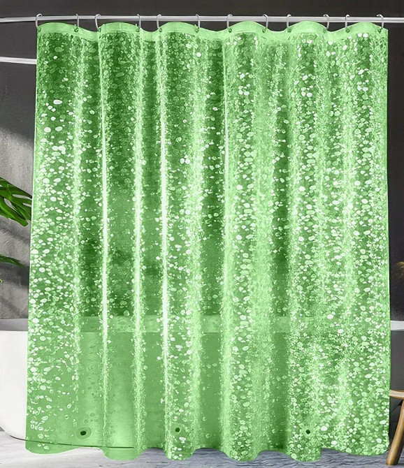 Шторка для душа и ванной комнаты с 3 магнитами-утяжелителями, цвет прозрачно-зеленый 3D-принт Каменец-Подольский - изображение 3